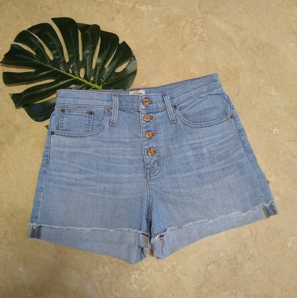 J.Crew button fly high waist denim jean shorts